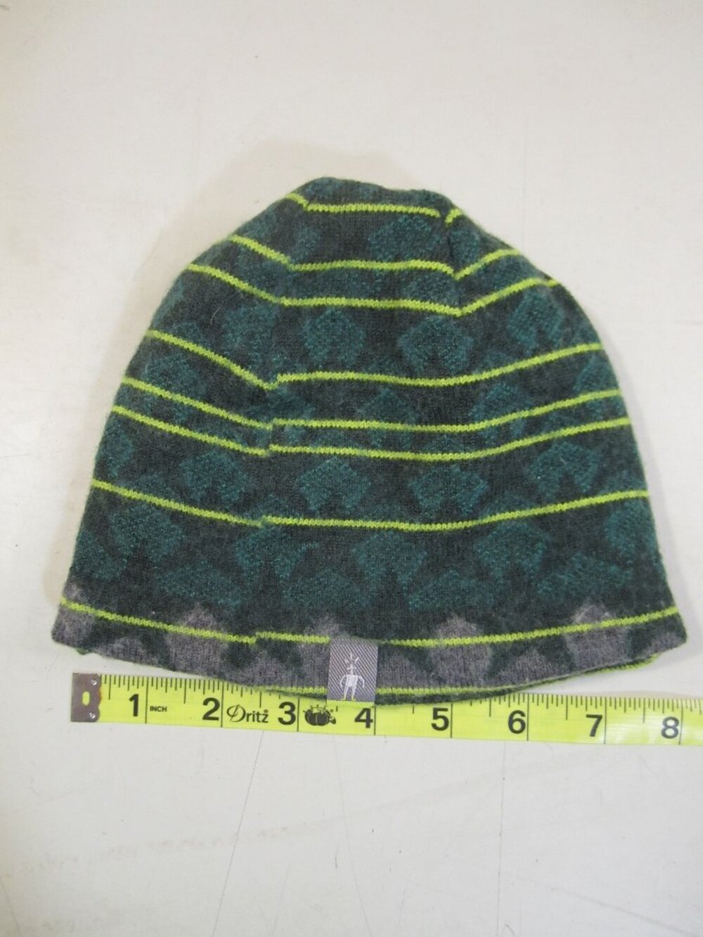 Smartwool Boundary Line Reversible Beanie Hat Neon Yellow and Green